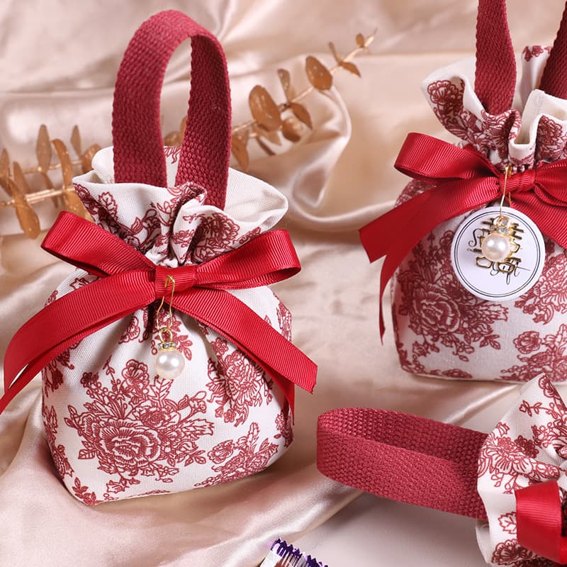 Wedding Candy Bag, Wedding Candy Pouch, Handheld Gift Box, Chinese Style No-Fold Favor Return Gift Bag