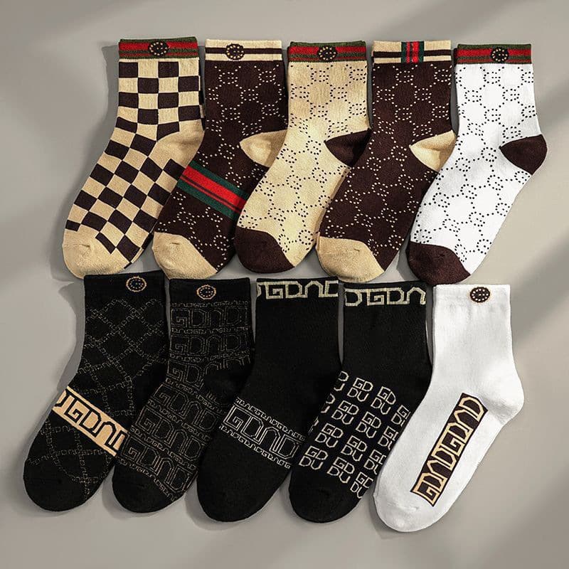 Women's French-Style Mid-Calf Socks for Autumn and Winter, Vintage Breathable Ins Fashion Versatile Boat Socks, Trendy Brand Socks for Women