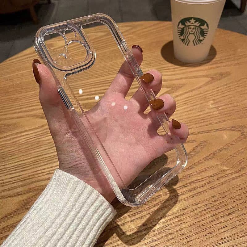 Transparent Minimalist Space Case for Apple iPhone 16/15/14/13/12/11, New Shockproof Full Coverage