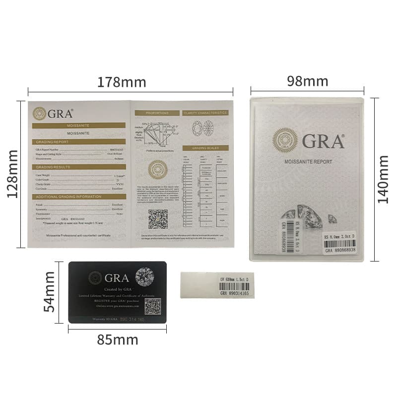 Moissanite Certificate Product Manual GRA Black Card Label Jewelry Ring Pendant Small Plastic Sleeve Version Manual