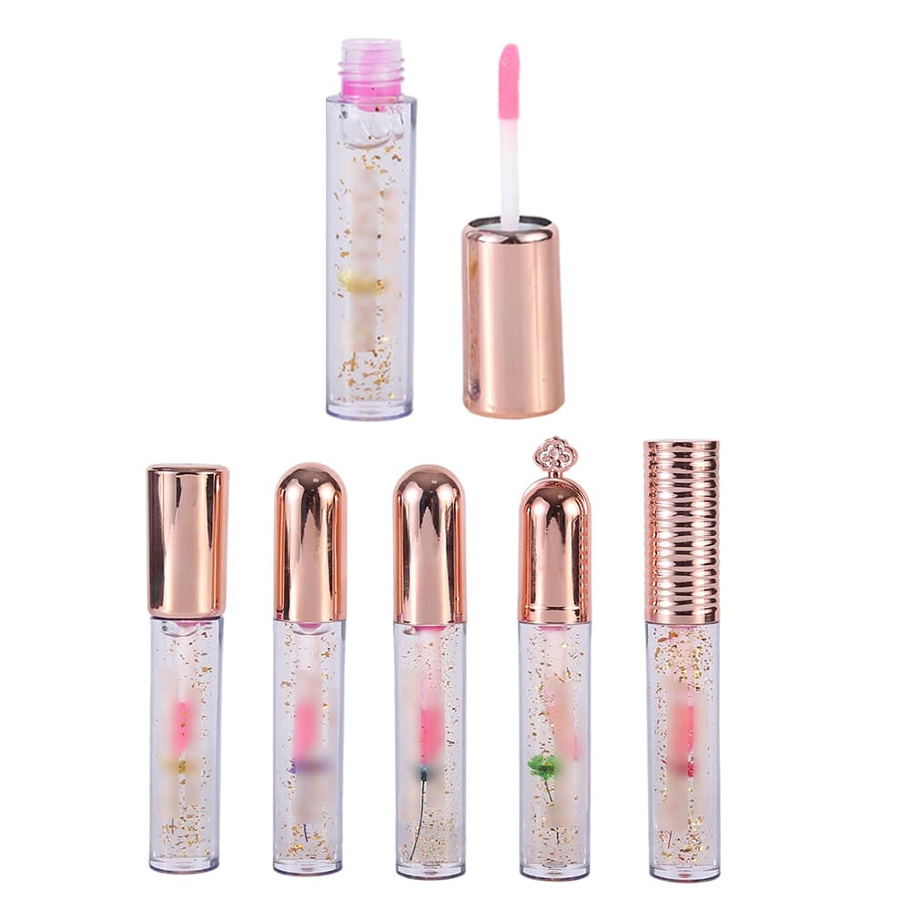 Dried Flower Glitter Lip Gloss Dried Flower Fine Shimmer Lip Gloss Pearl Lip Glaze Golden Lip Gloss Oil