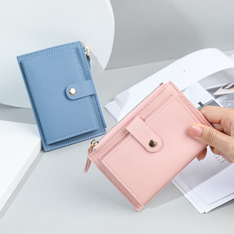 Short Wallet Women 2025 New Wholesale Multi-slot Zipper Button Card Case Simple Student Coin Purse Women