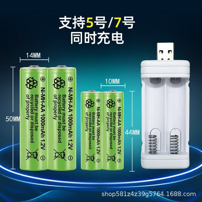 1.2V rechargeable battery (AA/AAA), charger.