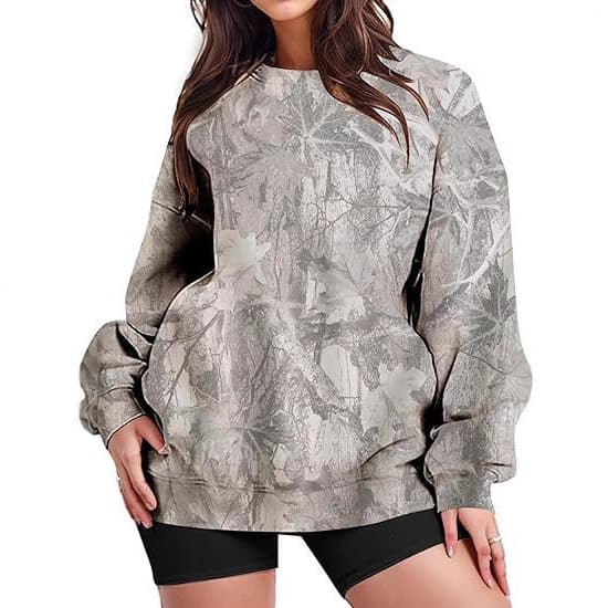 2025 New Fashion European and American Cross-Border Women's Sweatshirt with Oversized Maple Leaf Pattern Collar Pullover Hunting Sweatshirt