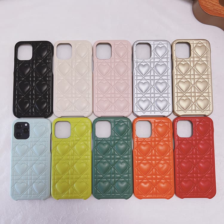 Compatible Apple 17 Pro Max Leather Phone Case 3D Heart 12 Lamb Leather 11 Premium 16 European American 3 Pack Case