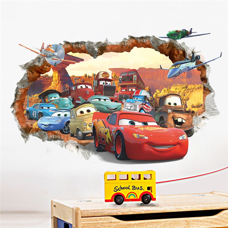 ZY1484 Foreign Trade Cars Wall Sticker 3D Decorative Art for Kids Room Bedroom Background Wall Sticker Wholesale