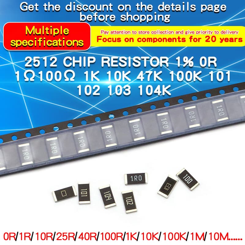 10pcs 2512 SMD Chip Resistor 1% 0Ω~3MΩ 0.01 0.22 10 20 47