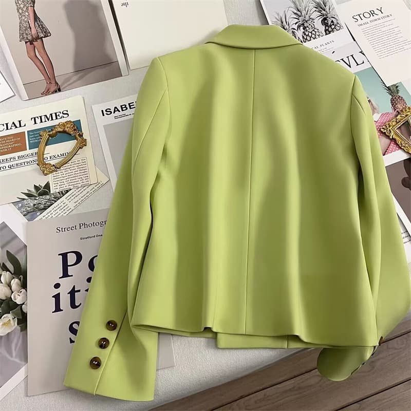 Green Short Blazer for Women 2026 Early Autumn New Design Stylish Casual Suit Jacket for Petite