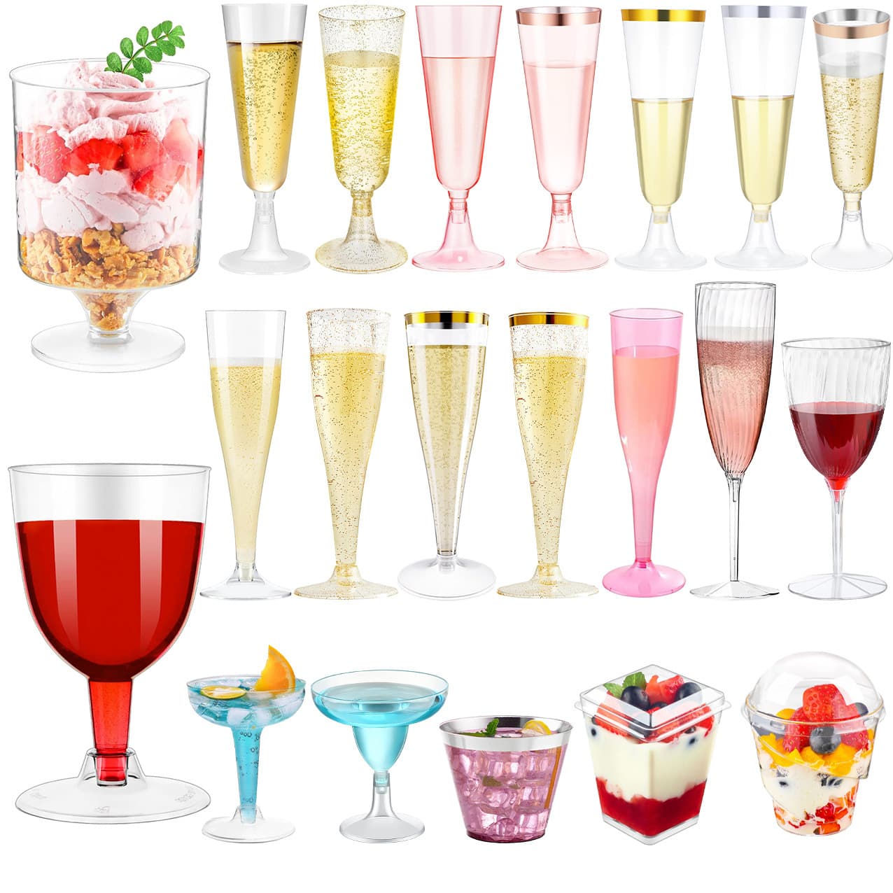 Disposable plastic red wine mousse cup pudding dessert table tall cup shot glass wedding party cake cup