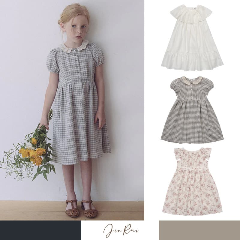 Jinrui Girls Dress 2026 Spring Summer New LOU Girls Short Sleeve Ruffle A-Line Princess Dress