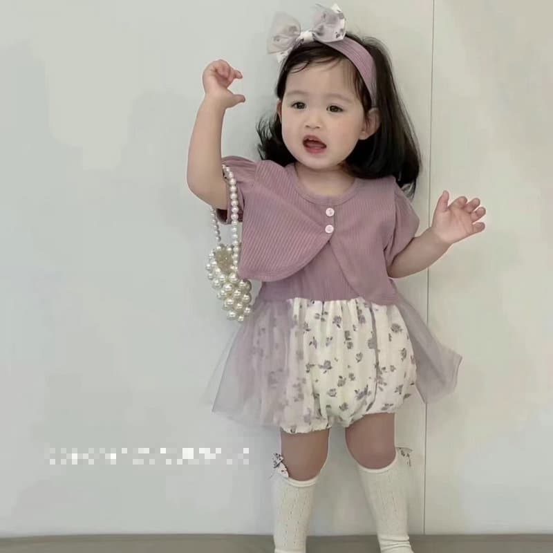 Baby girl summer two-piece suit floral splicing sling bag ass + cardigan sweet princess infant clothes