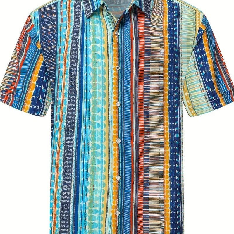 Hawaii Floral Short Sleeve Shirt for Men, Loose and Versatile Summer Thin Beach Shirt, Island Vacation Top