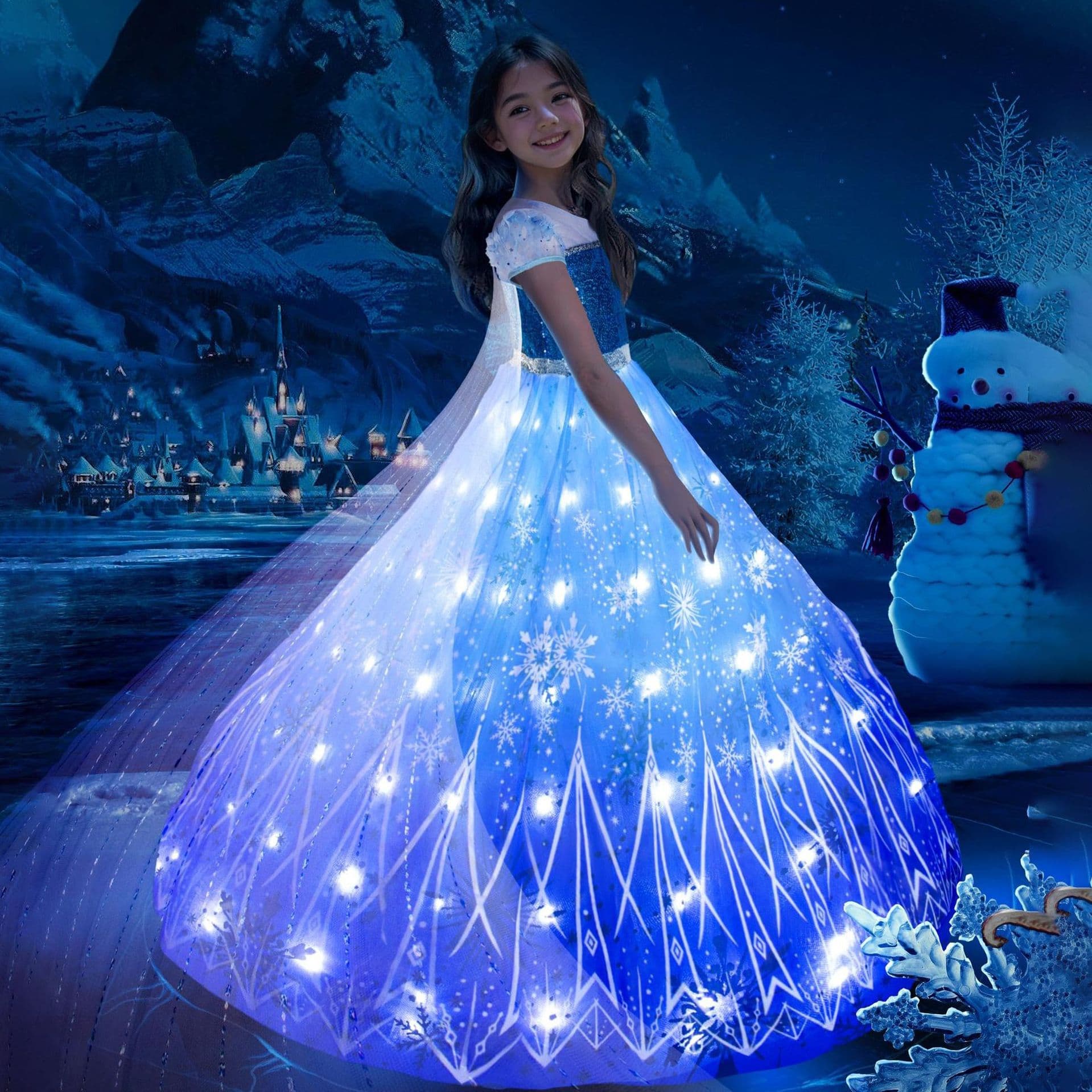 Elsa Princess Dress for Girls Summer New Frozen Elsa Birthday Party Dress Tutu Tulle Dress