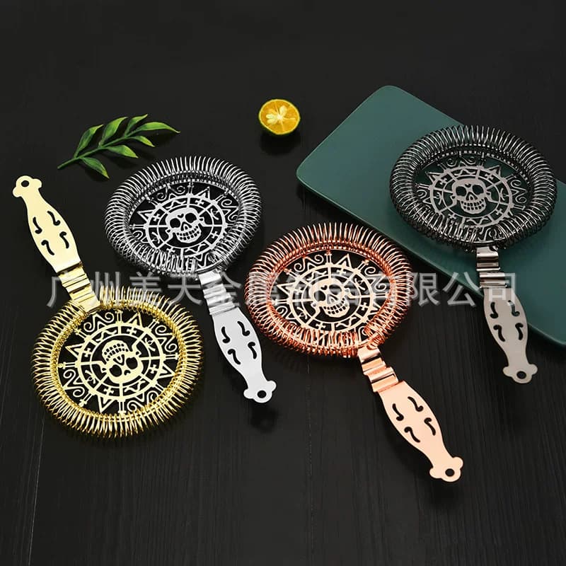 304 Stainless Steel Cocktail Ice Strainer Skull Ice Strainer Cocktail Ice Separator Filter Ice Sieve