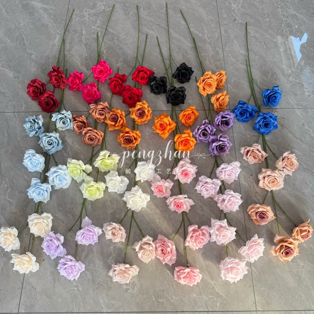 3-Head Diamond Rose Wedding Floor Arrangement Diamond Rose Landscape Waterfall Flower Sea Wall Decoration