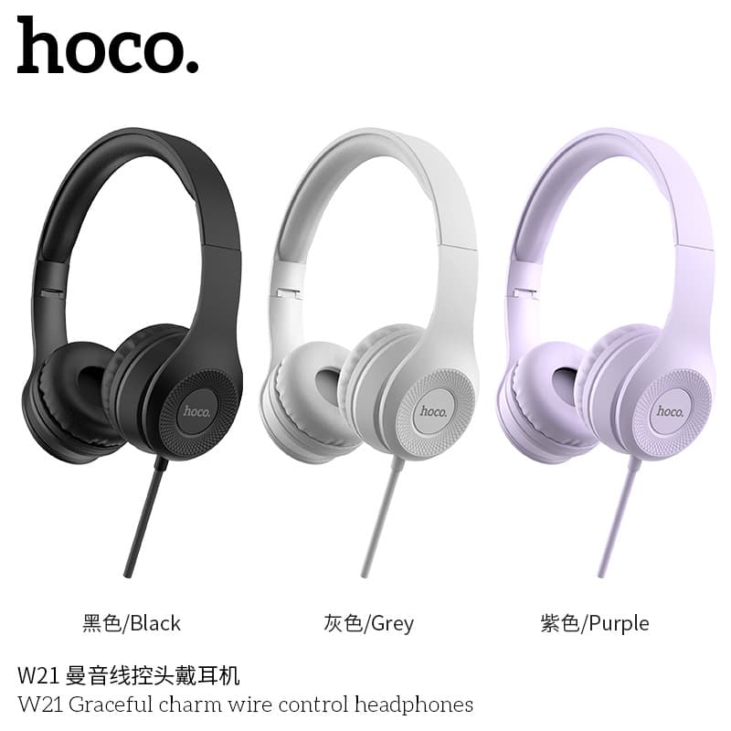HOCO W21 Manyin Wired Headset with Single-Button Control for Music Playback and Call Answering