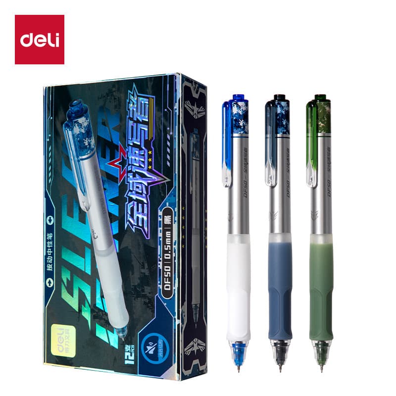 Deli DF50 Retractable Gel Pen, Global Quick Sketcher, 0.5mm Student Writing Pen, Signature Pen