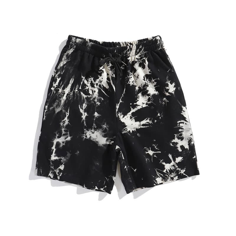 Trendy Hip-Hop Tie-Dye Camouflage Shorts for Men Summer Loose Straight-Leg Japanese Streetwear Washed Half-Length Shorts Wholesale