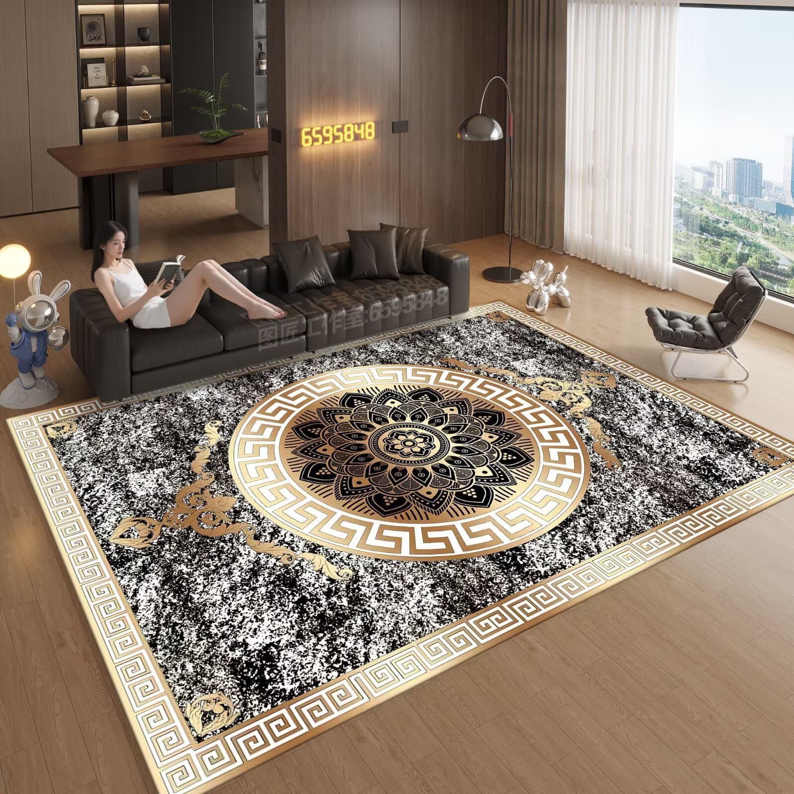 Living Room Carpet, Retro Cross-Border Water-Absorbent Non-Slip Carpet, Stain-Resistant and Easy to Care For, Crystal Velvet Carpet Wholesale Amazon