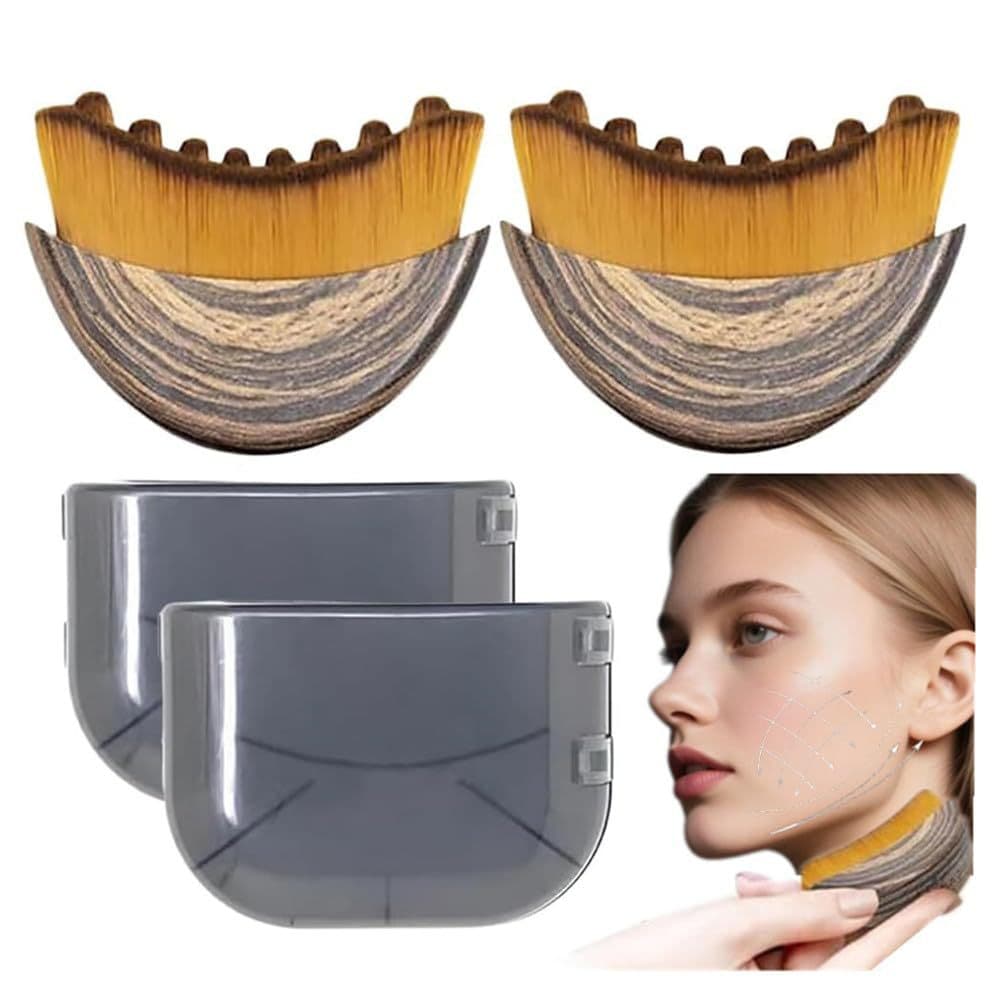 Cross-border lymphatic brush bevel brush with lid box contour crescent brush facial brush massage care brush makeup brush tool