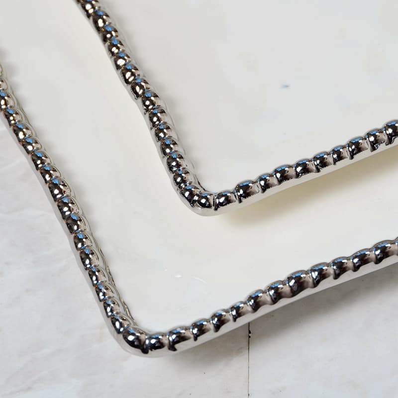 European Luxury Silver-Plated Pearl Craft Ceramic Square Plate Flat Plate European Home Fruit Serving Plate Blemished