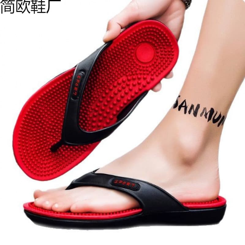Cross-border delivery of flip-flops for men in summer, foot massage slippers, men's flip-flops, sports non-slip, wear-resistant, seaside