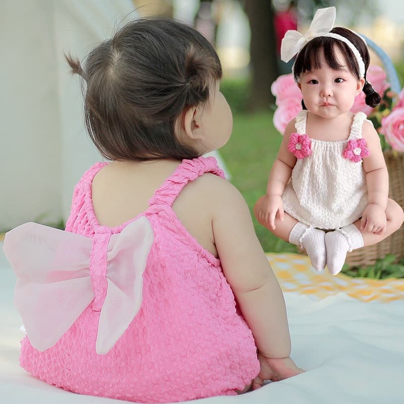 Baby jumpsuit princess style baby girl triangle harem newborn child sling bag fart clothing thin crawler suit summer