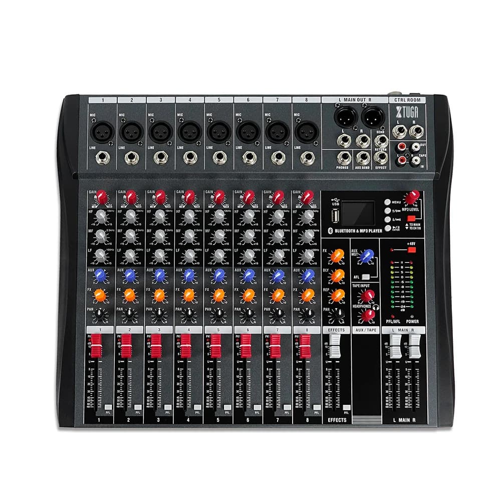 XTUGA 8-way mixer with reverberation Bluetooth playback effect balanced mixer CT80X stereo digital