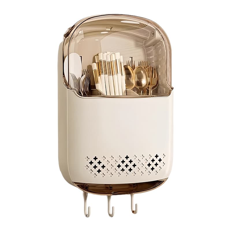 New Style Kitchen Countertop Chopstick Storage Box with Wall-Mounted Drainage Rack, Spoon Holder, Chopstick Cage, and Container
