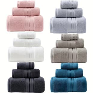 Cross-Border Export Cotton Bath Towel, Face Towel, Square Towel, 3-Piece Set, Absorbent, Soft, Vacuumable, Temu Amazon Xiyin