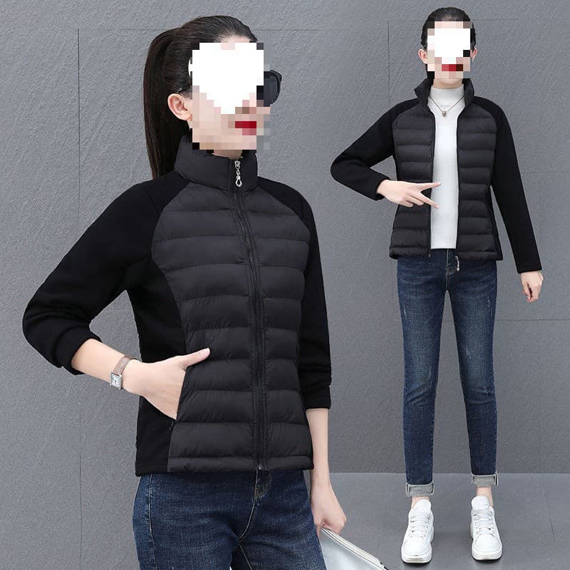 New winter cotton-padded coat, slim fit, warm, stylish, plus size, short style, rabbit fur.