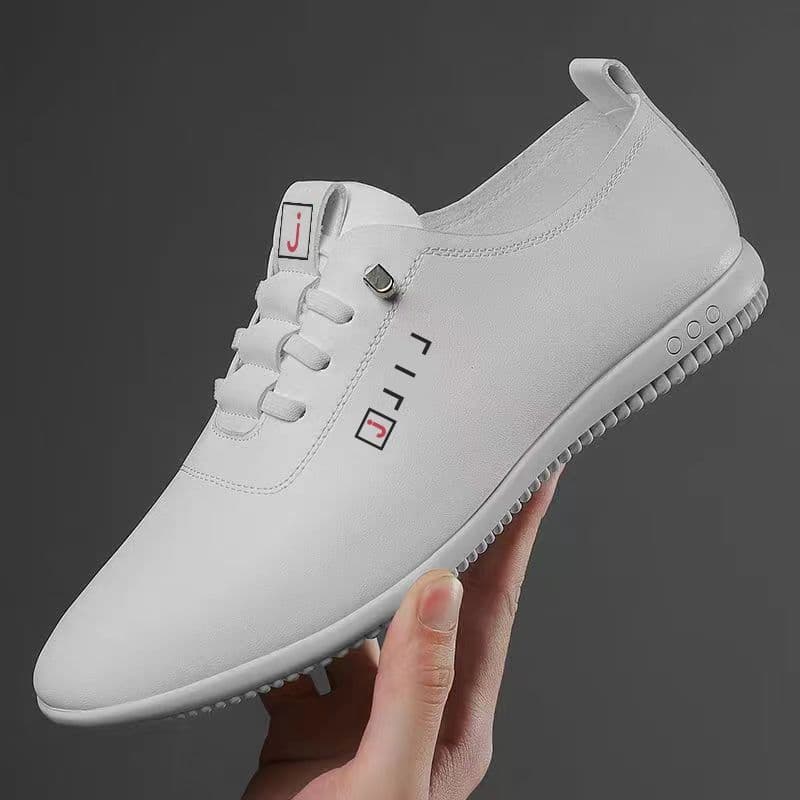 2025 Trendy Men's Casual Leather Shoes, Slip-on Style, Simple White Sneakers, Driving Shoes, Lightweight and Comfortable Men's Shoes