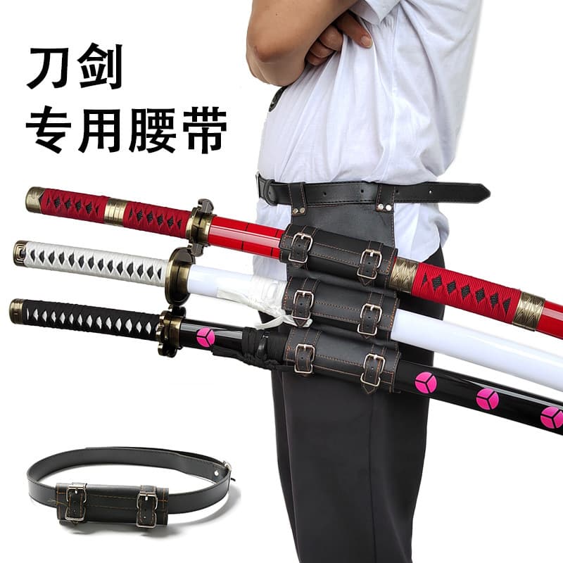 Cosplay Demon Slayer Zoro Wooden Sword, PU Plastic Sword Accessories, Anime Sword Special Belt, Unsharpened