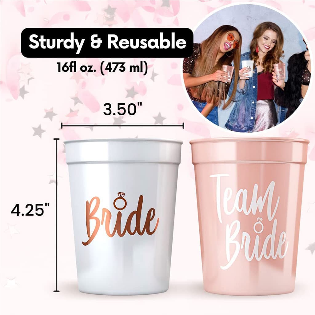 Bachelorette Party Team Bride Bride and Bridesmaid Cup Macaron Pink Bride to Be Cup