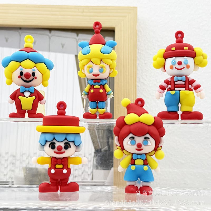 Circus Clown Keychain 3D Figure Small Pendant Costume Change Clown Keychain Blind Box Small Accessory Claw Machine
