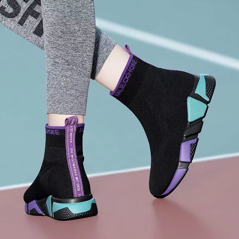 Stretch Sock Shoes Women's Square Dance Shoes 2025 New High-Top Casual Sneakers Winter Fleece-Lined Women's Shoes