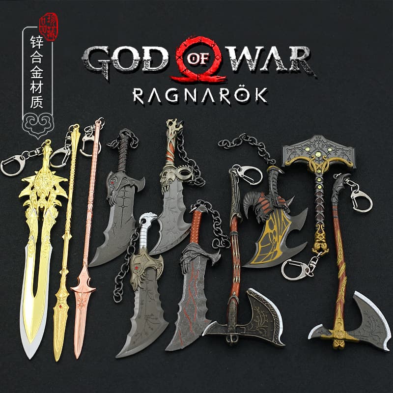 PSP Accessories God of War Kratos Max Level Leviathan Axe Draupnir Spear Blades of Chaos Metal Model
