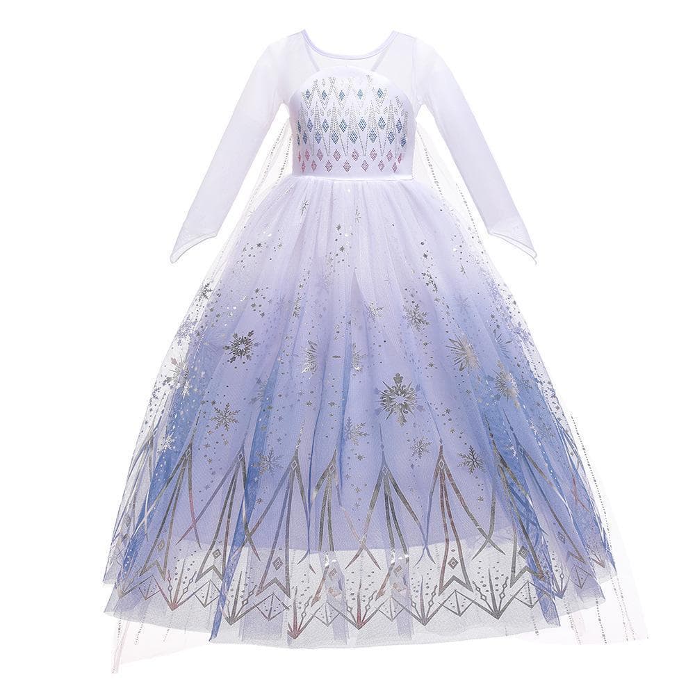 Cross Border New Frozen 2 Anna Elsa Dress Snowflake Print Girls Princess Dress