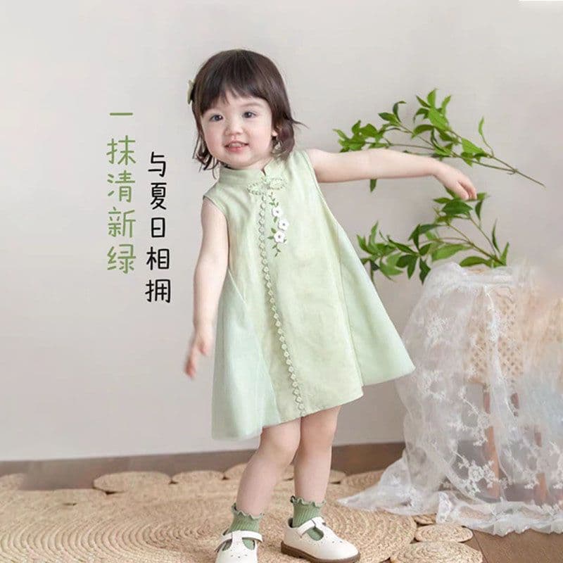 Baby Girl Summer New Chinese Style Dress Infant Princess Dress Girl Cheongsam One-Year-Old Birthday Gown
