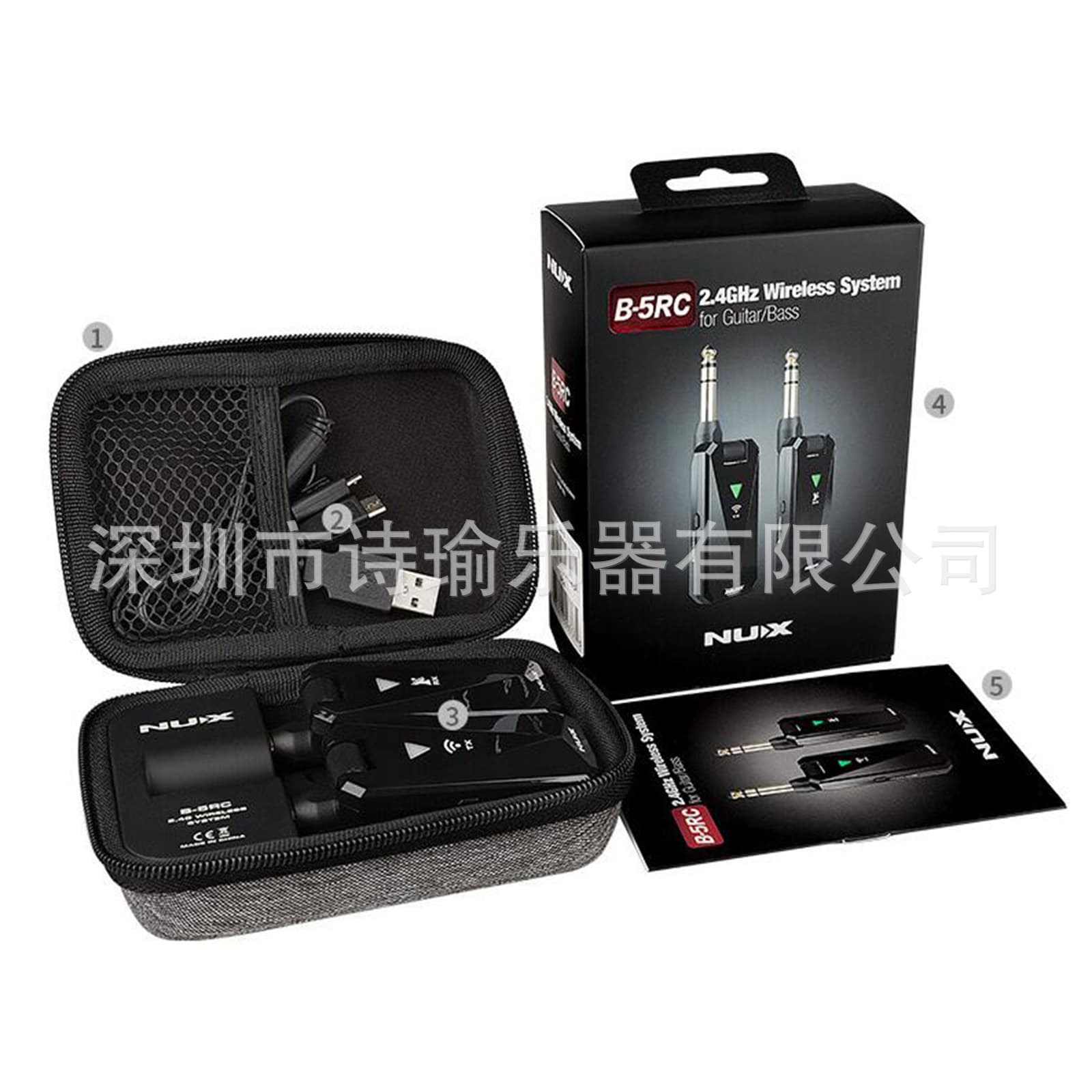 NUX B-5RC Wireless Guitar System, Rechargeable Guitar Transmitter Receiver Kit for Electric Guitar