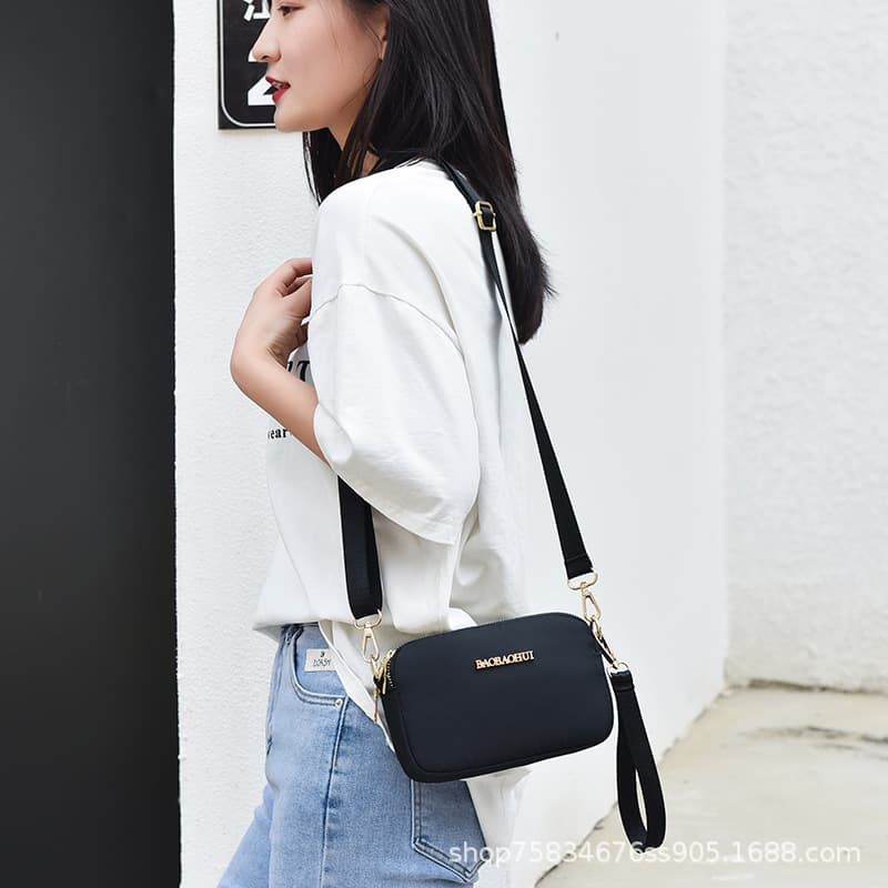 New Large Capacity Nylon Fabric Crossbody Bag for Women, Shoulder Bag, Multi-Layer Large Screen Phone Bag, Handbag Coin Purse