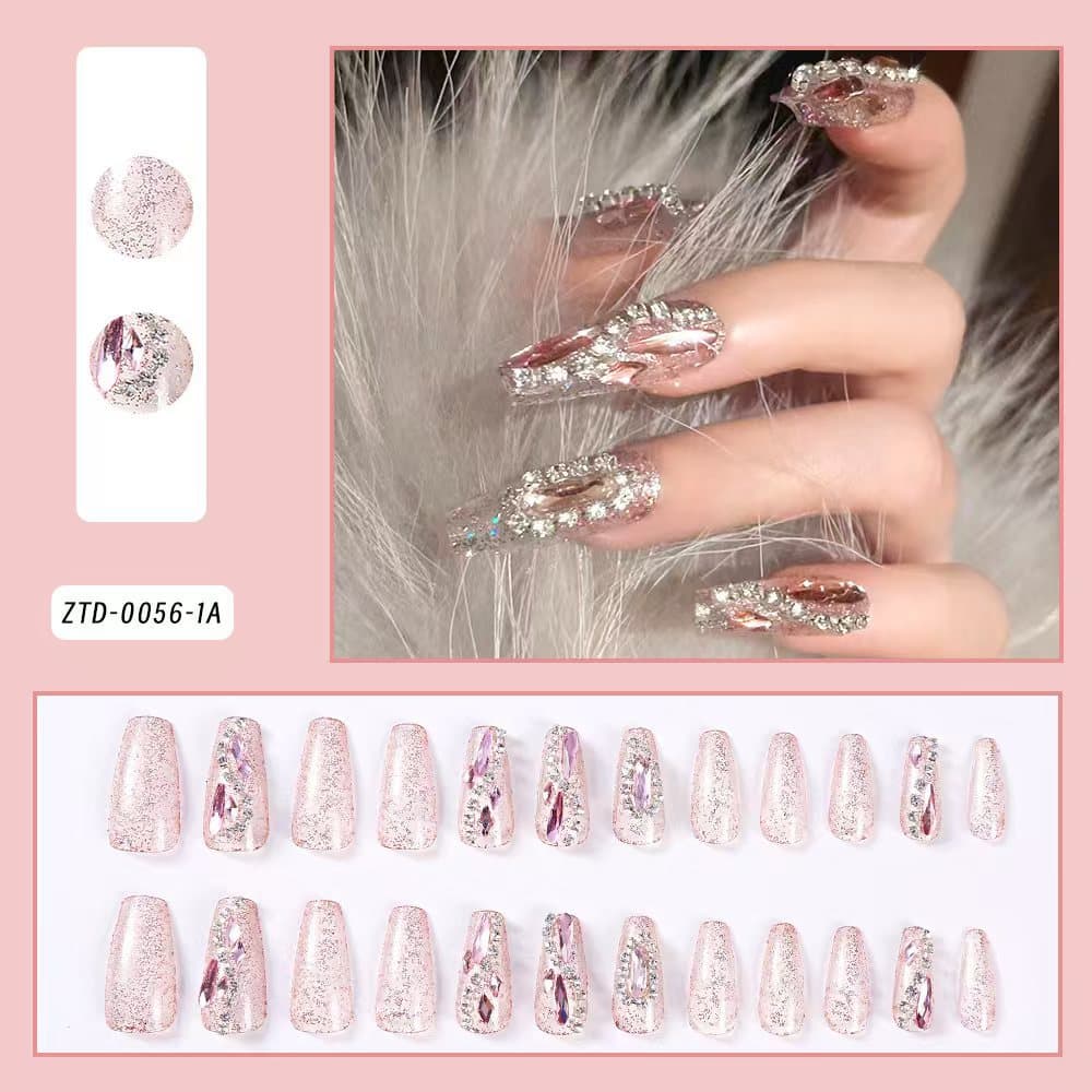 Pink flash medium T nail polish finished manicure removable wearable nail polish wholesale Press-onNails