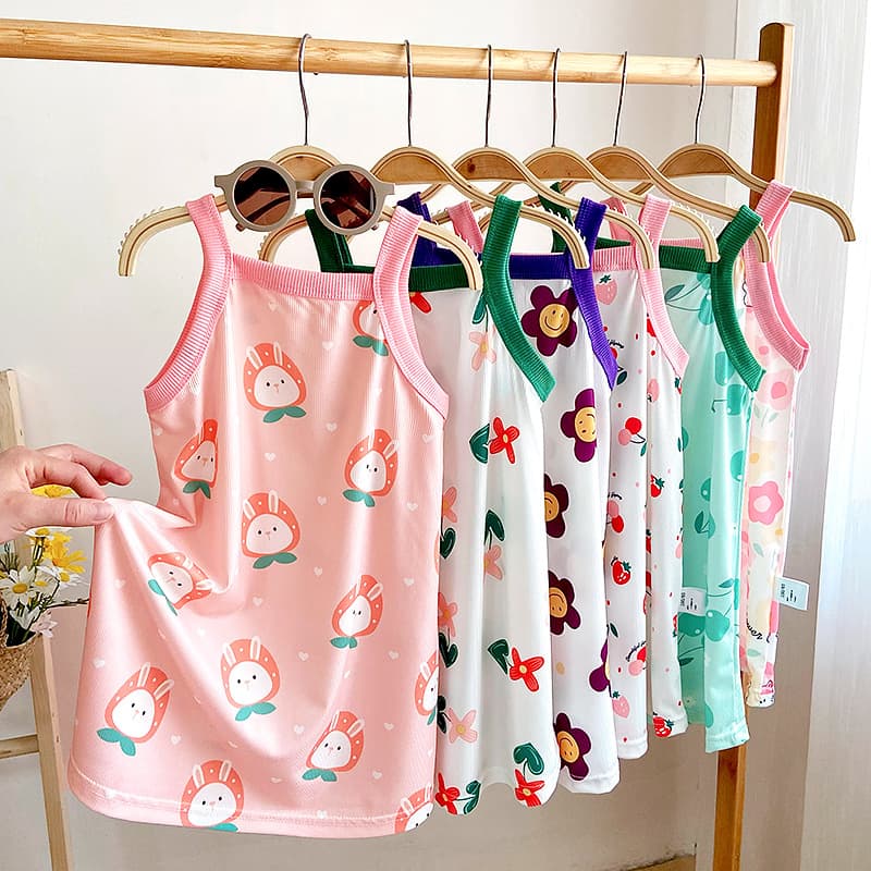 Summer Princess Dress for Girls Comfortable Lightweight Breathable Cool Strapless Dress Polyester Fabric Suitable for Ages 3-8