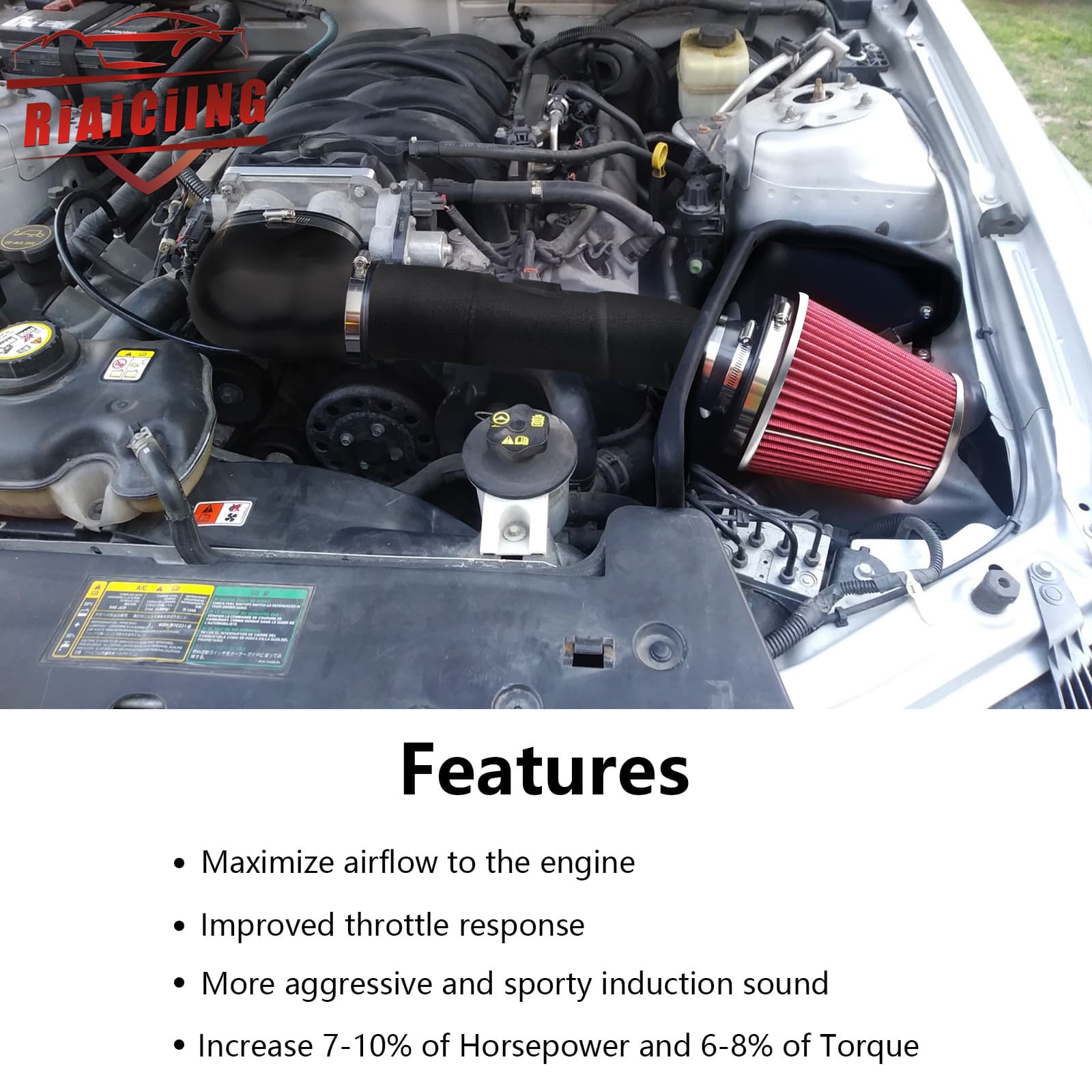 Suitable for Ford Mustang GT 2005-2009 4.6L V8 modified cold air intake kit