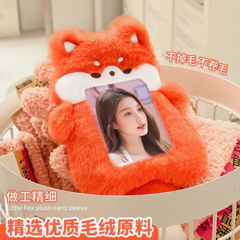 SINGBA Little Fox Card Sleeve cute plush campus meal card, bus card, album small card photo display pendant set.