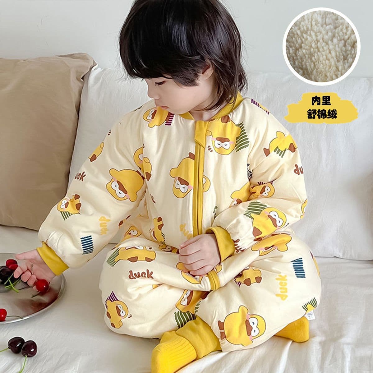Children's Sleeping Bag Autumn/Winter Style, Baby Thick Zipper Warm Split-leg Anti-Kick Blanket Unisex Kids Onesie Homewear