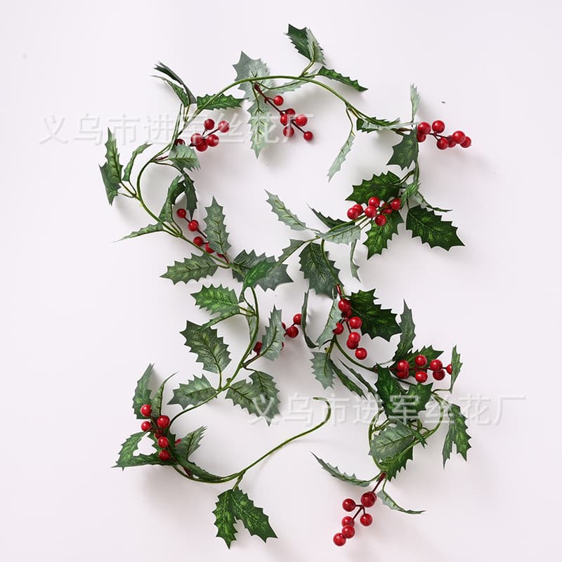Cross-border Supply Artificial Christmas Vine Western-style Wall Hanging Home Decor with Red Berries for Christmas Atmosphere