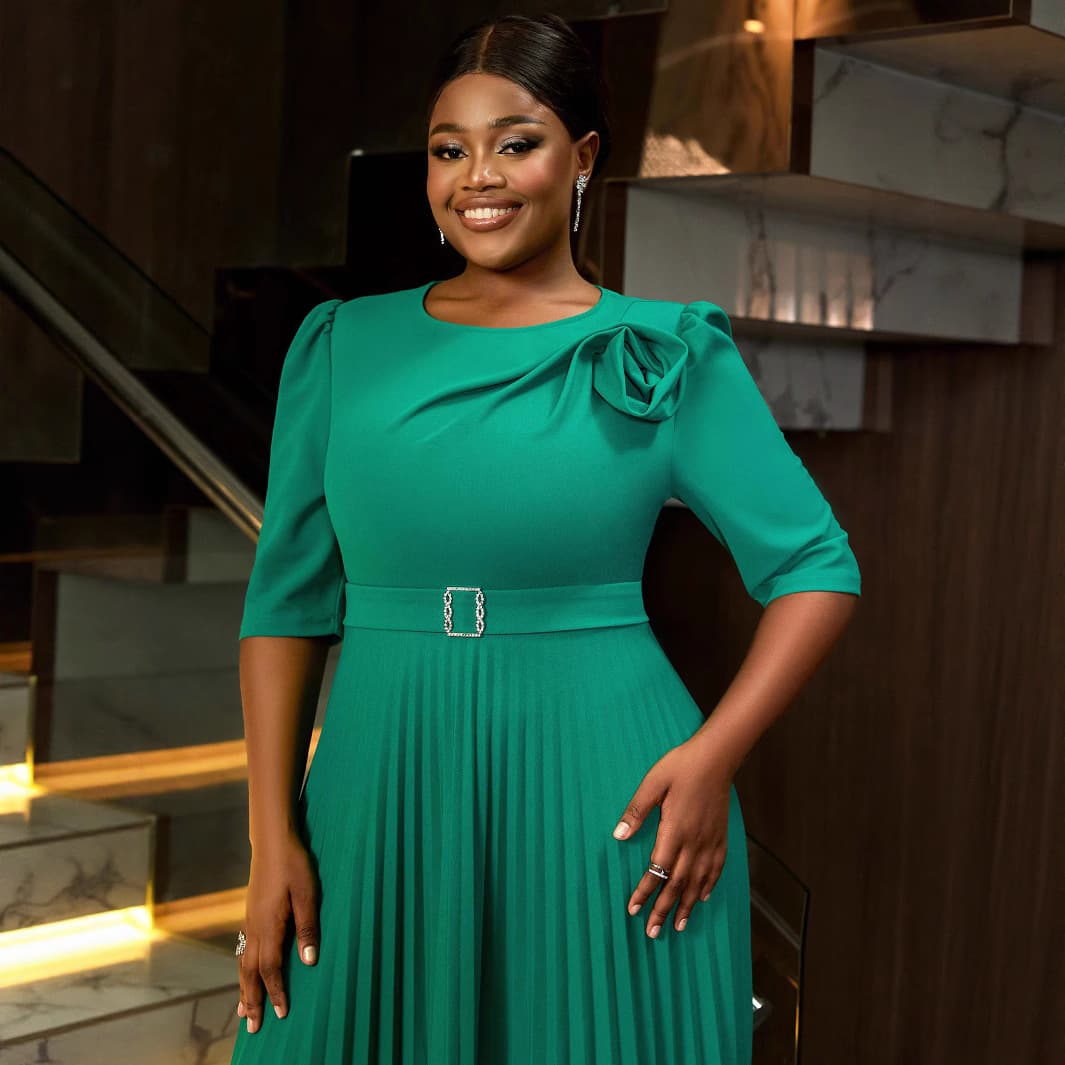 Plus Size New Party Banquet Dress for Women High Waist Fashionable Slimming Pleated Dress Prom Dresses