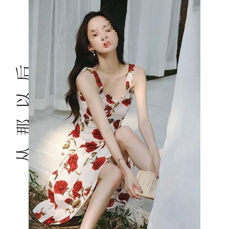 Floral Dress 2026 Summer Sleeveless Dress for Women French Style Long Dress with Unique Design New Model Dress