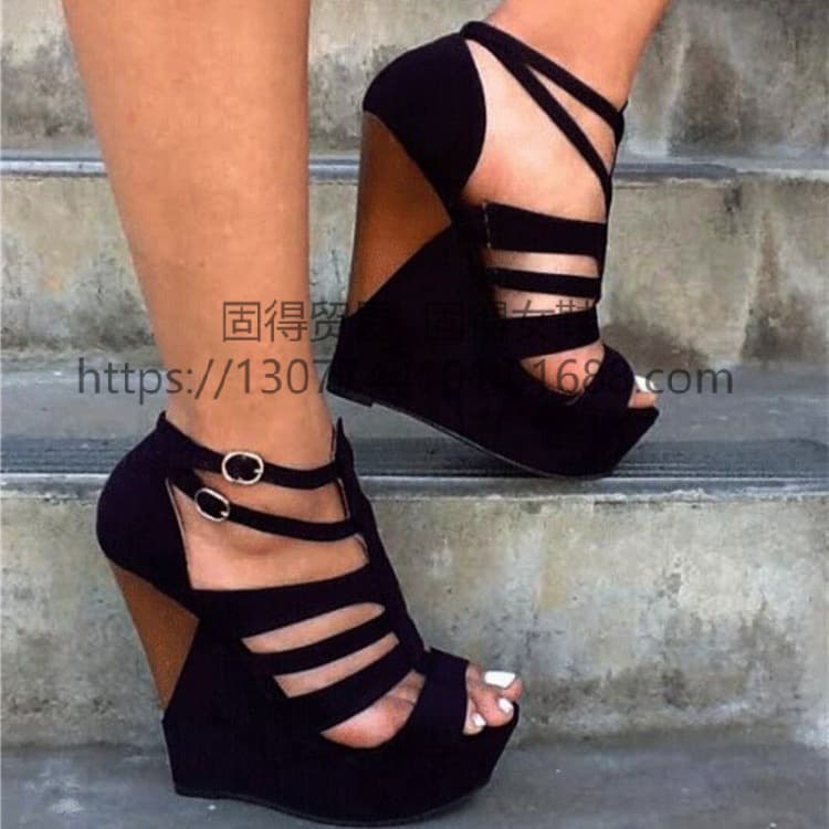 Cross-border independent station ins fashion runway wedge platform open-toe women's sandals Wedge Platform